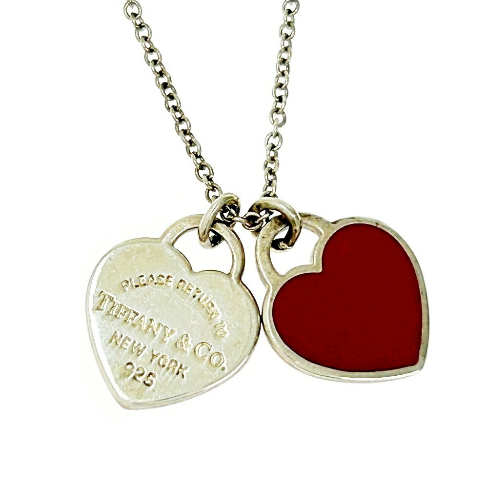 TIFFANY Co Silver Return to Tiffany Double Heart Necklace